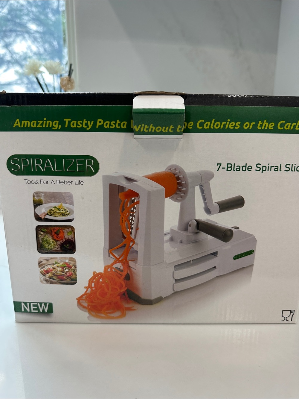7-Blade Vegetable Spiral Slicer - White and Orange